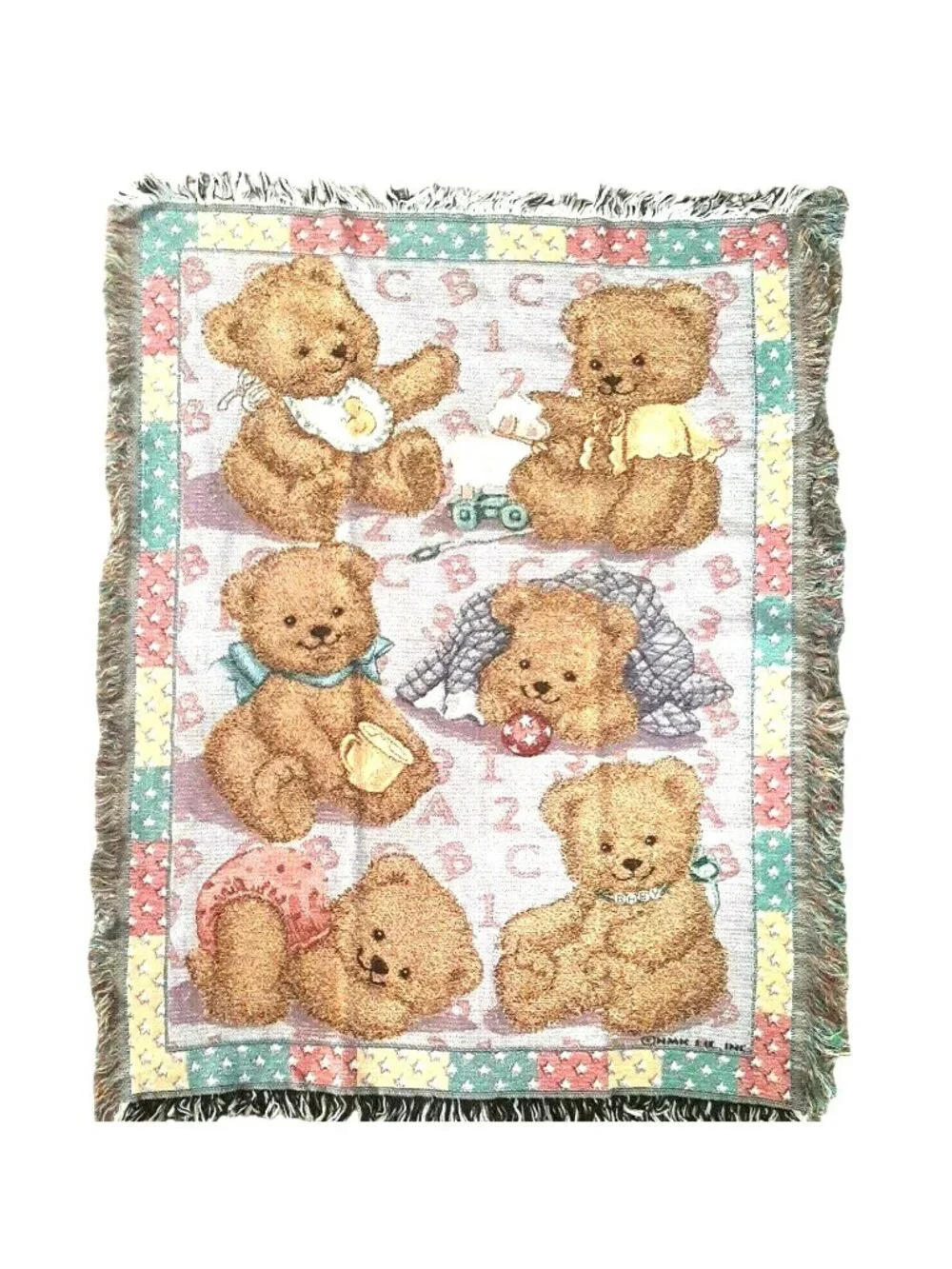 Fuzzy Teddy Baby Bears Throw Blanket Tapestry Afghan 36